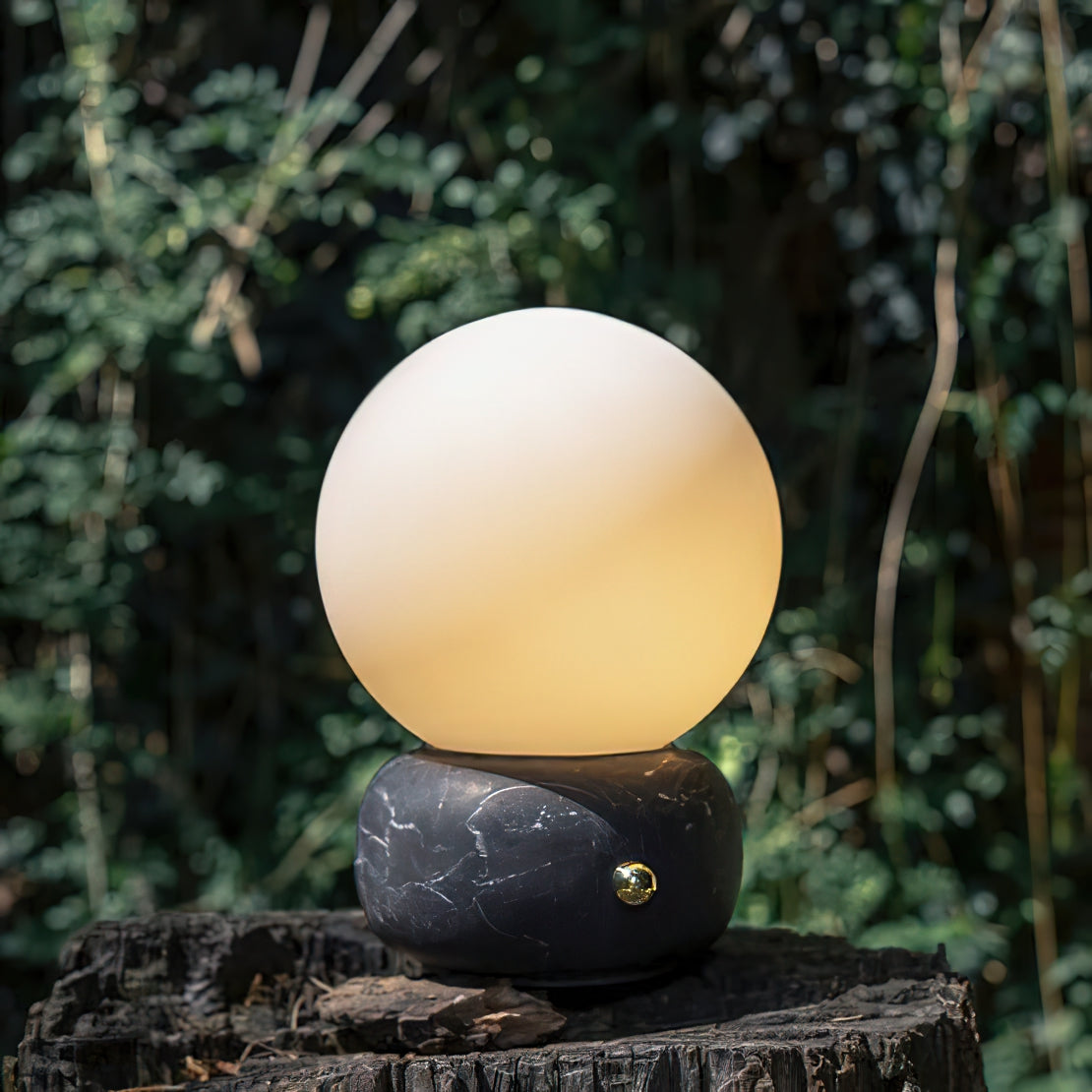 Naga Table Lamp - Hand-Sculpted Natural Marble & Opal Glass Light