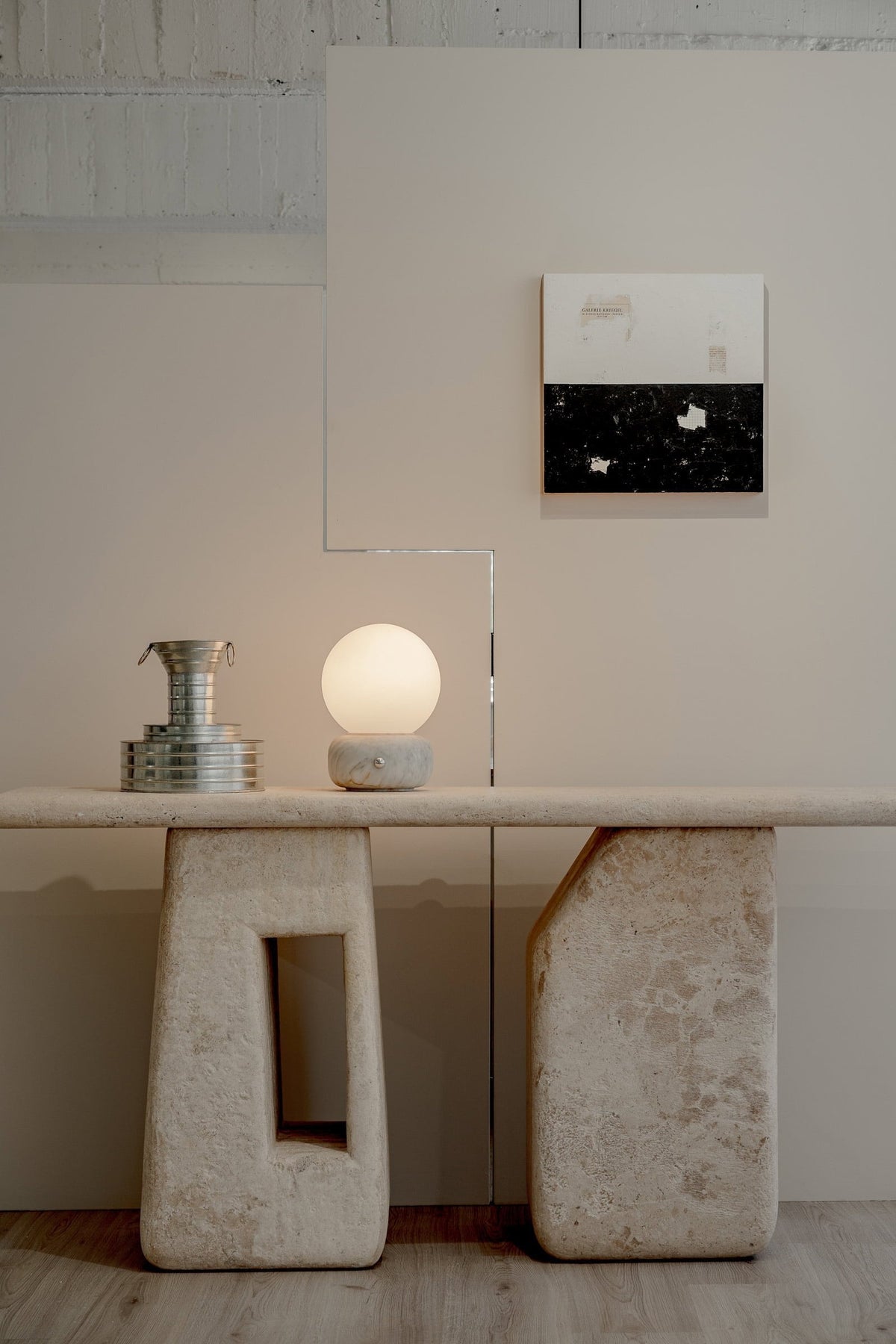 Naga Table Lamp - Hand-Sculpted Natural Marble & Opal Glass Light