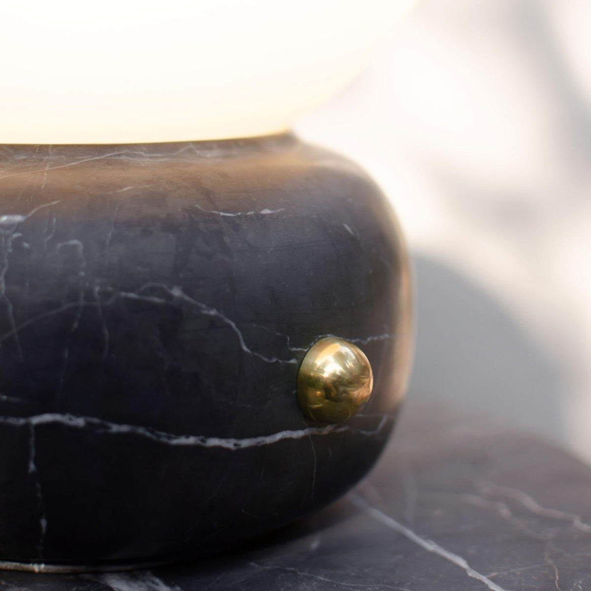 Naga Table Lamp - Hand-Sculpted Natural Marble & Opal Glass Light