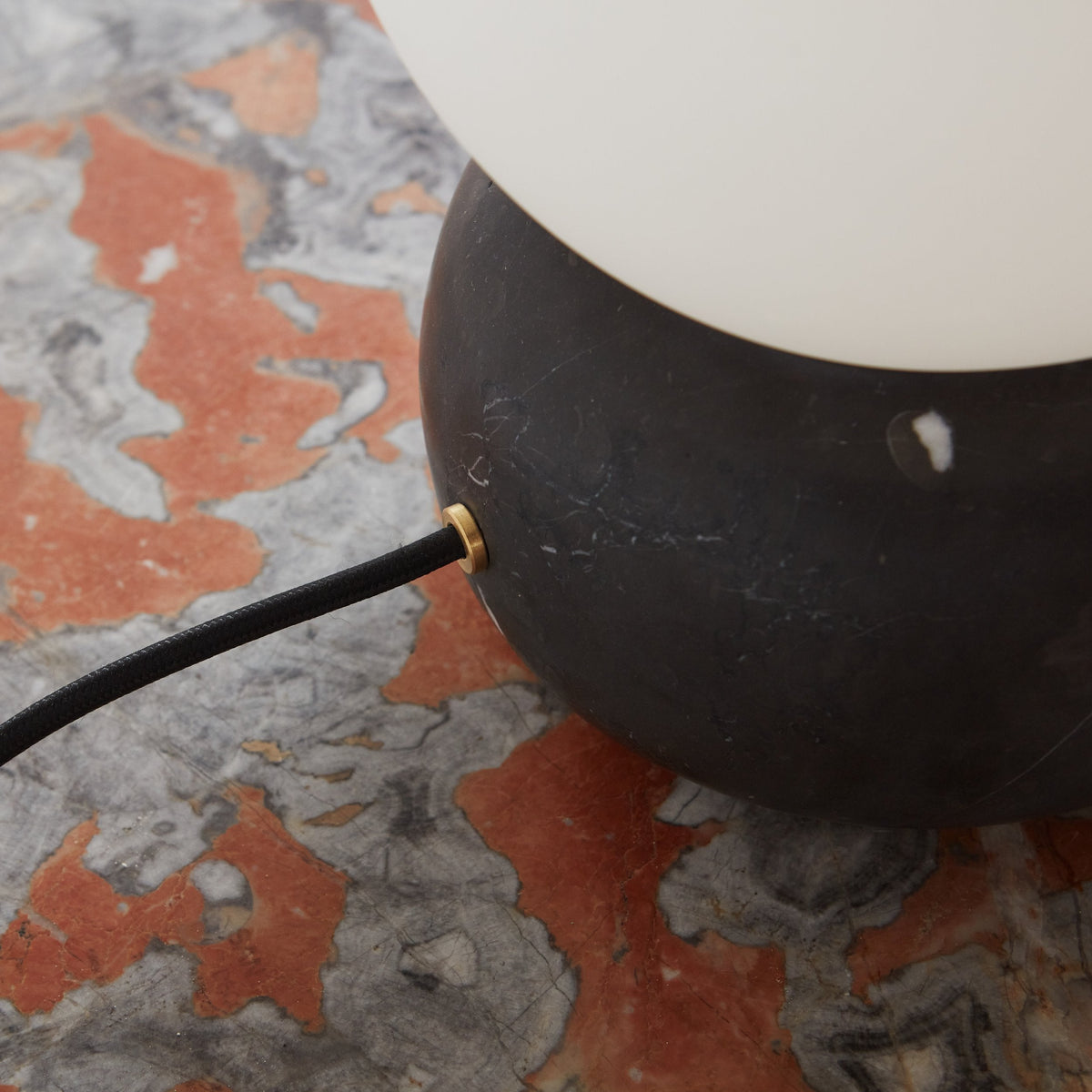 Naga Table Lamp - Hand-Sculpted Natural Marble & Opal Glass Light