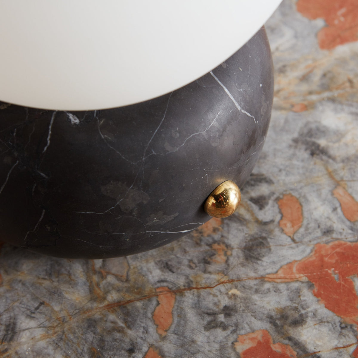Naga Table Lamp - Hand-Sculpted Natural Marble & Opal Glass Light