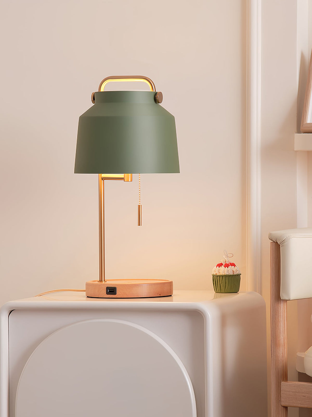 Naima Table Lamp - Nordic Beech Wood & Wireless Charging Desk Light