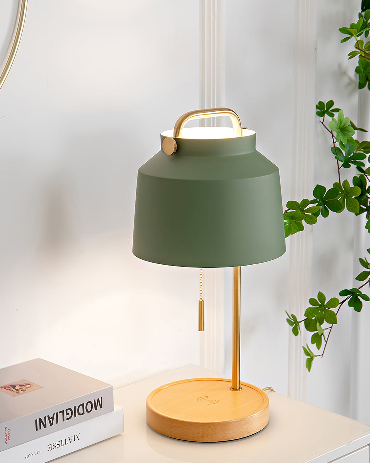 Naima Table Lamp - Nordic Beech Wood & Wireless Charging Desk Light