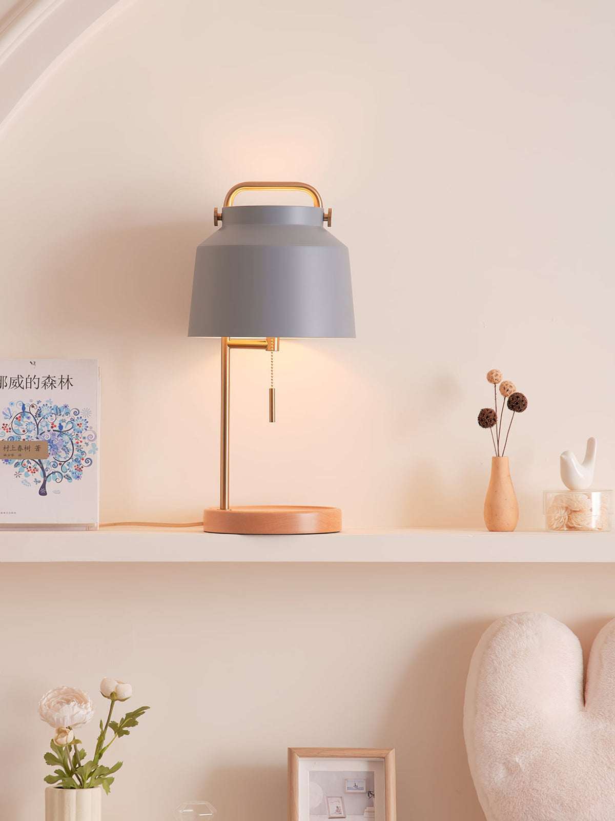 Naima Table Lamp - Nordic Beech Wood & Wireless Charging Desk Light