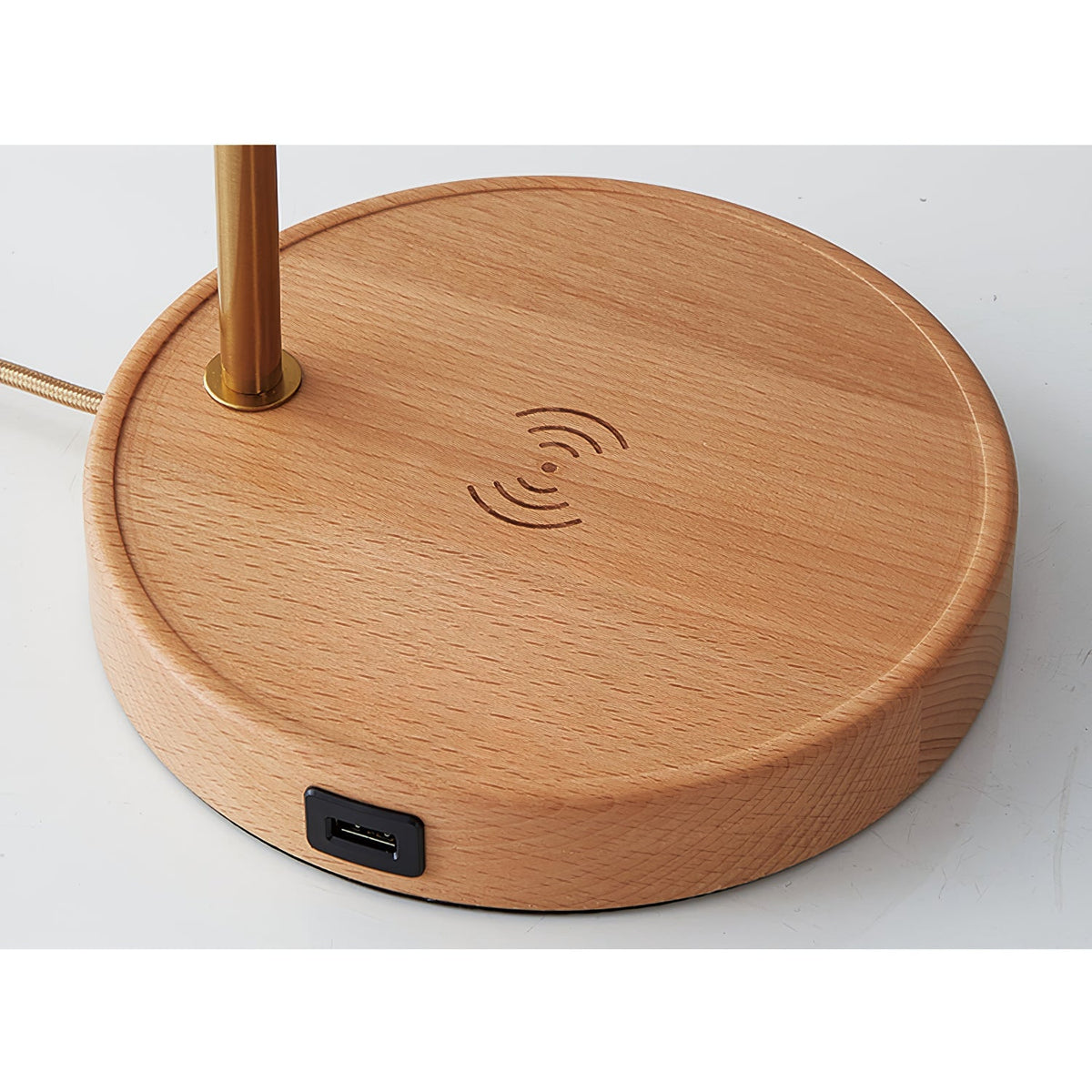 Naima Table Lamp - Nordic Beech Wood & Wireless Charging Desk Light