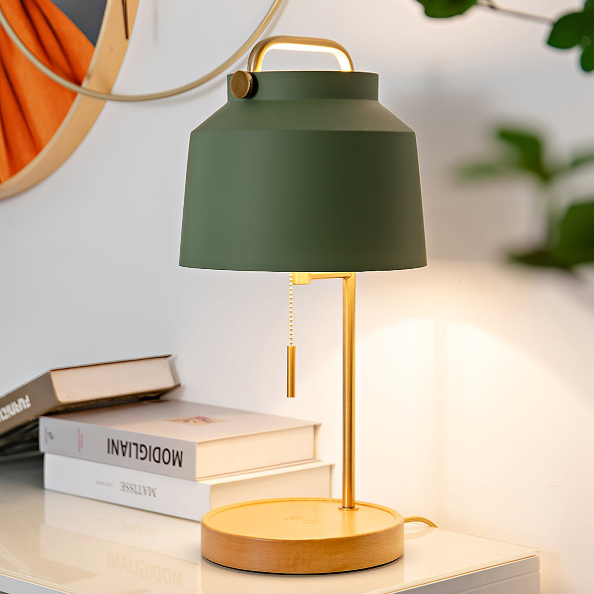 Naima Table Lamp - Nordic Beech Wood & Wireless Charging Desk Light