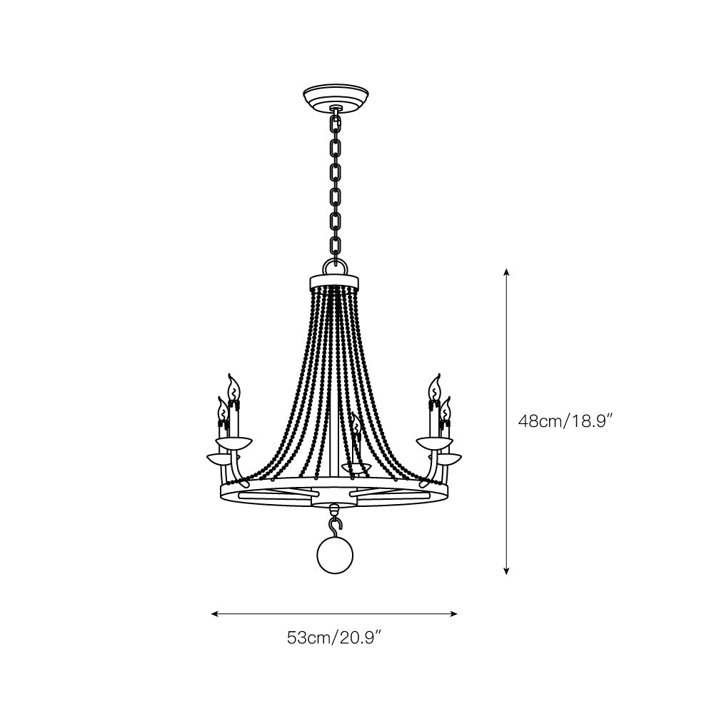 Naples Chandelier - Distressed Candelabra & Crystal Bead Light