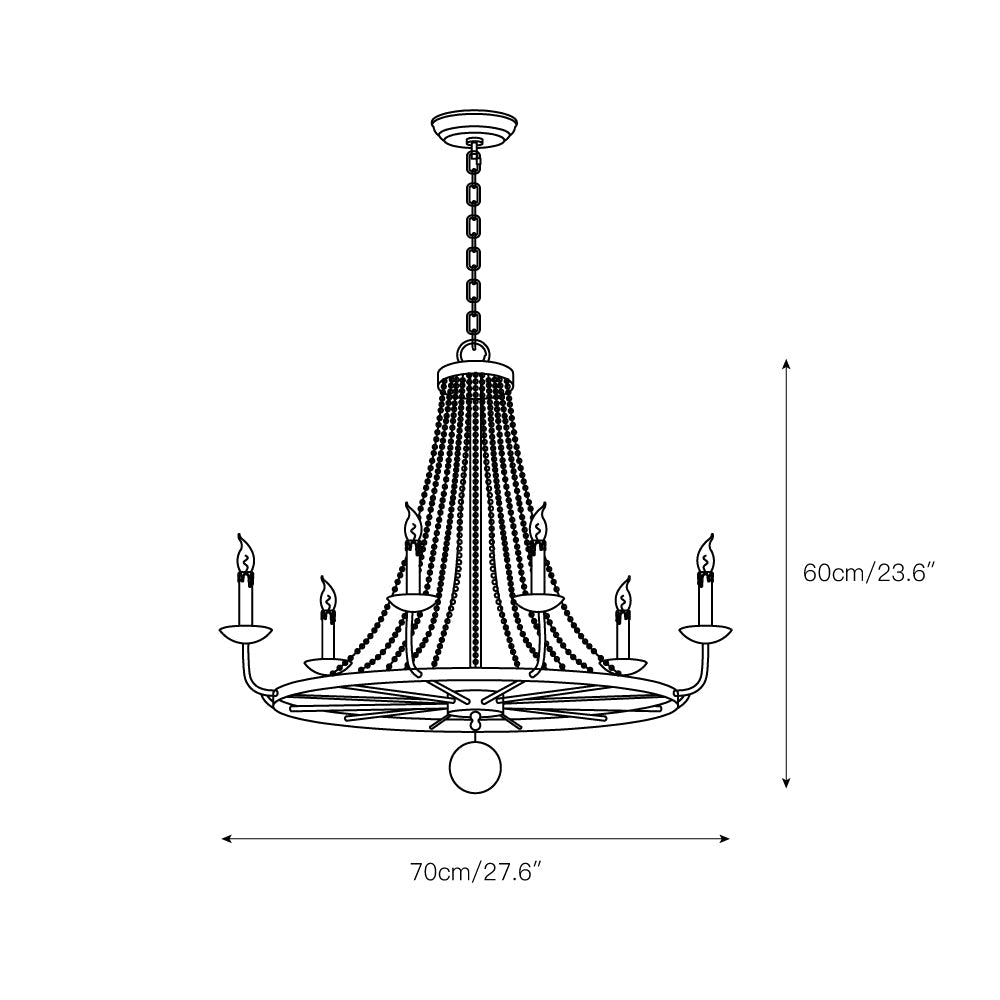 Naples Chandelier - Distressed Candelabra & Crystal Bead Light