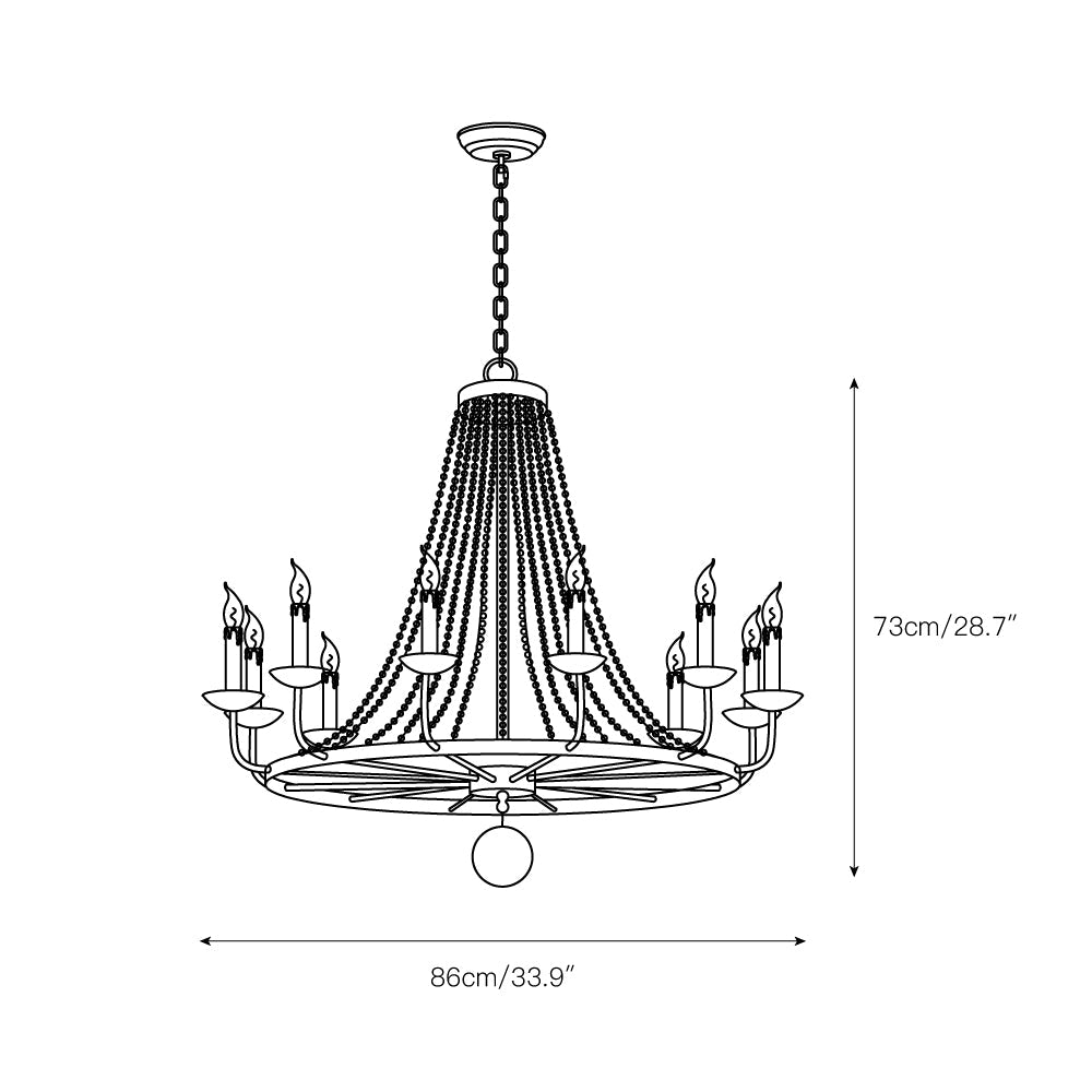 Naples Chandelier - Distressed Candelabra & Crystal Bead Light