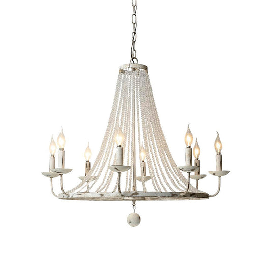 Naples Chandelier - Distressed Candelabra & Crystal Bead Light