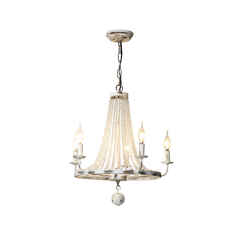 Naples Chandelier - Distressed Candelabra & Crystal Bead Light