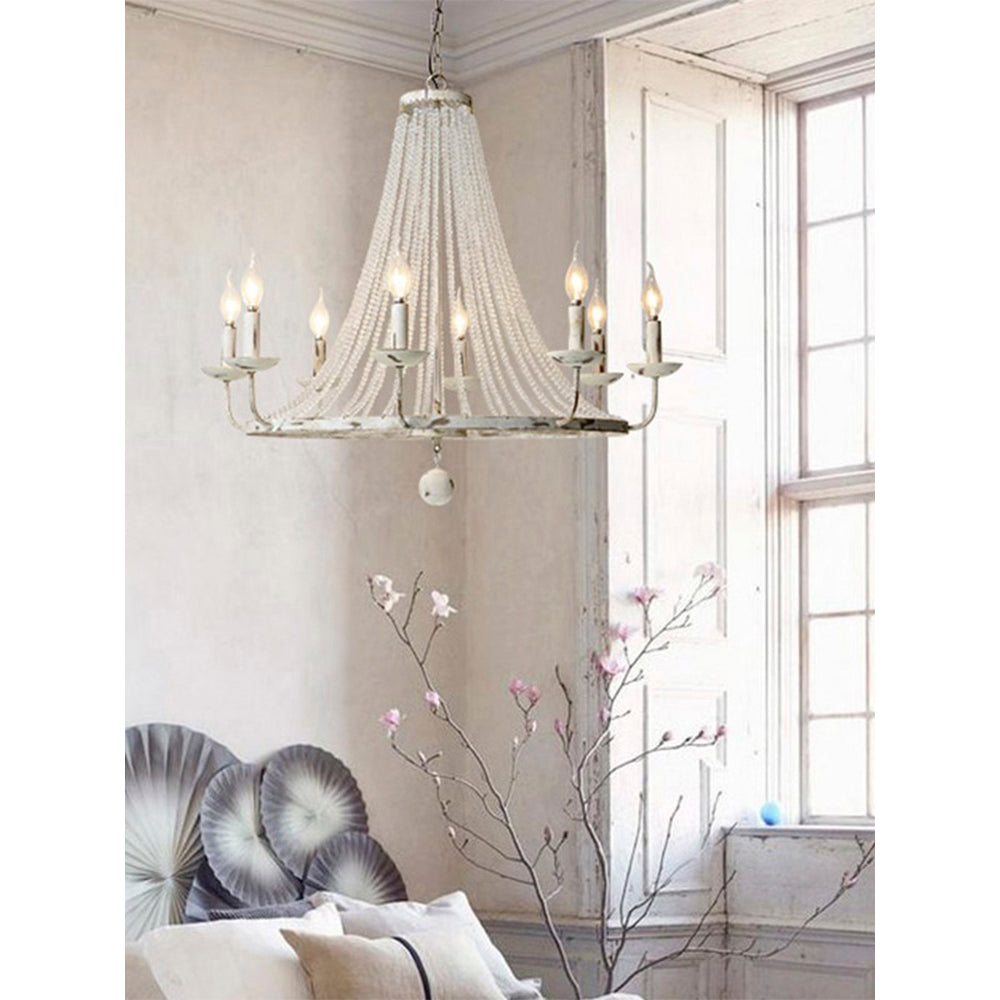 Naples Chandelier - Distressed Candelabra & Crystal Bead Light