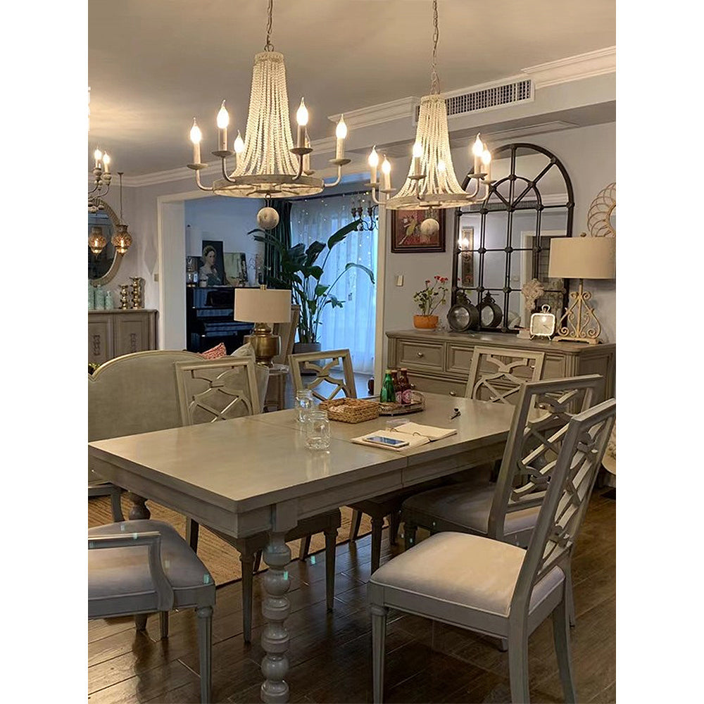Naples Chandelier - Distressed Candelabra & Crystal Bead Light