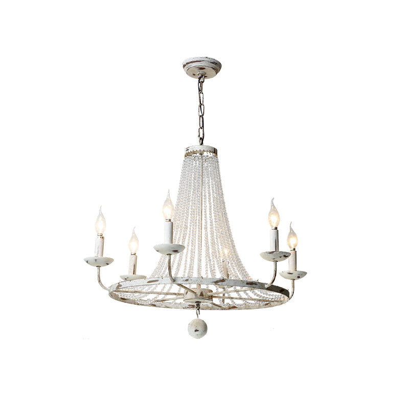 Naples Chandelier - Distressed Candelabra & Crystal Bead Light