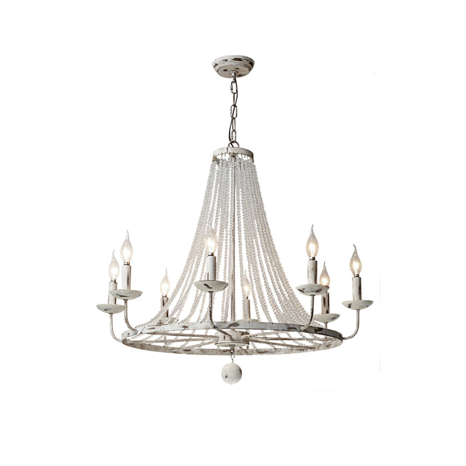 Naples Chandelier - Distressed Candelabra & Crystal Bead Light