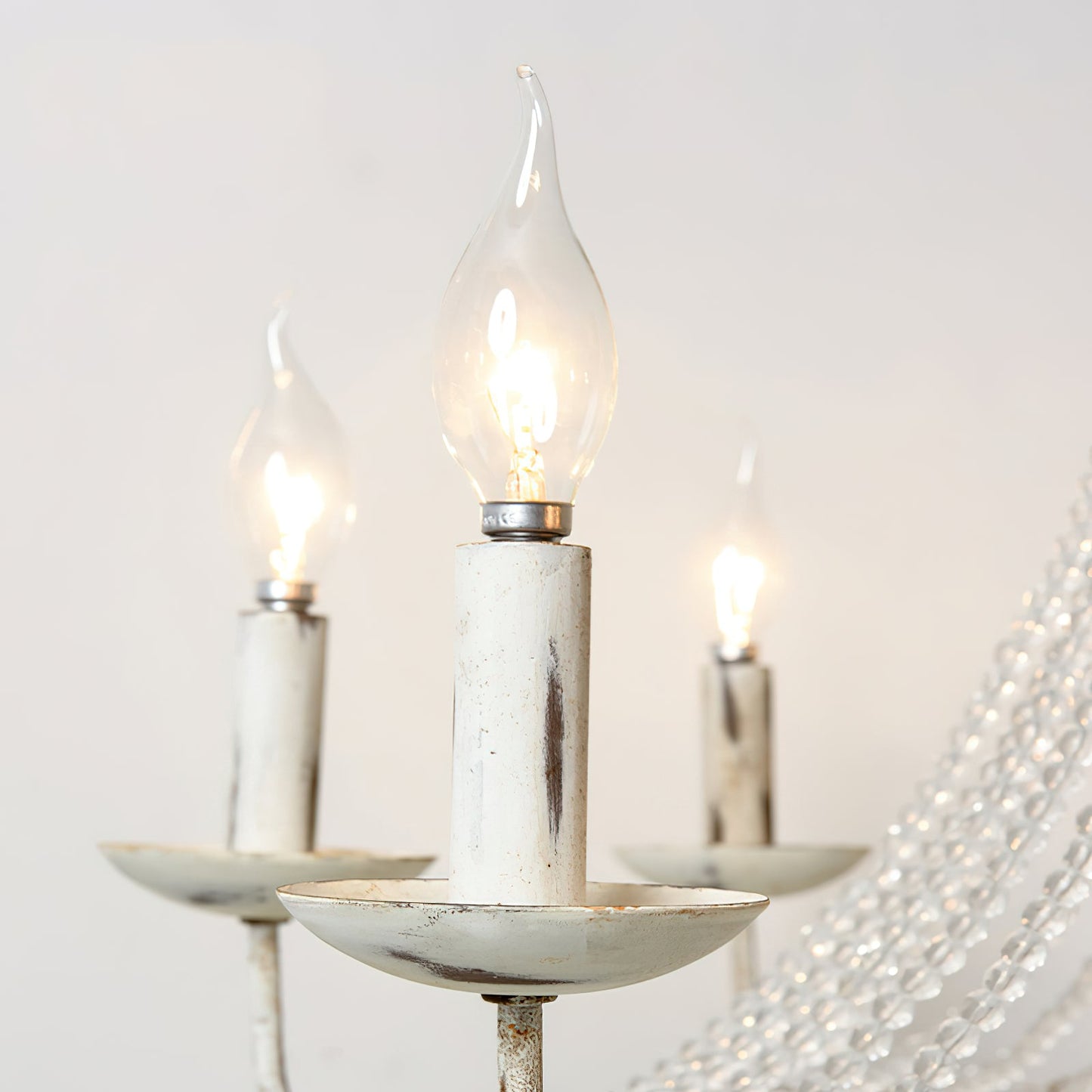 Naples Chandelier - Distressed Candelabra & Crystal Bead Light