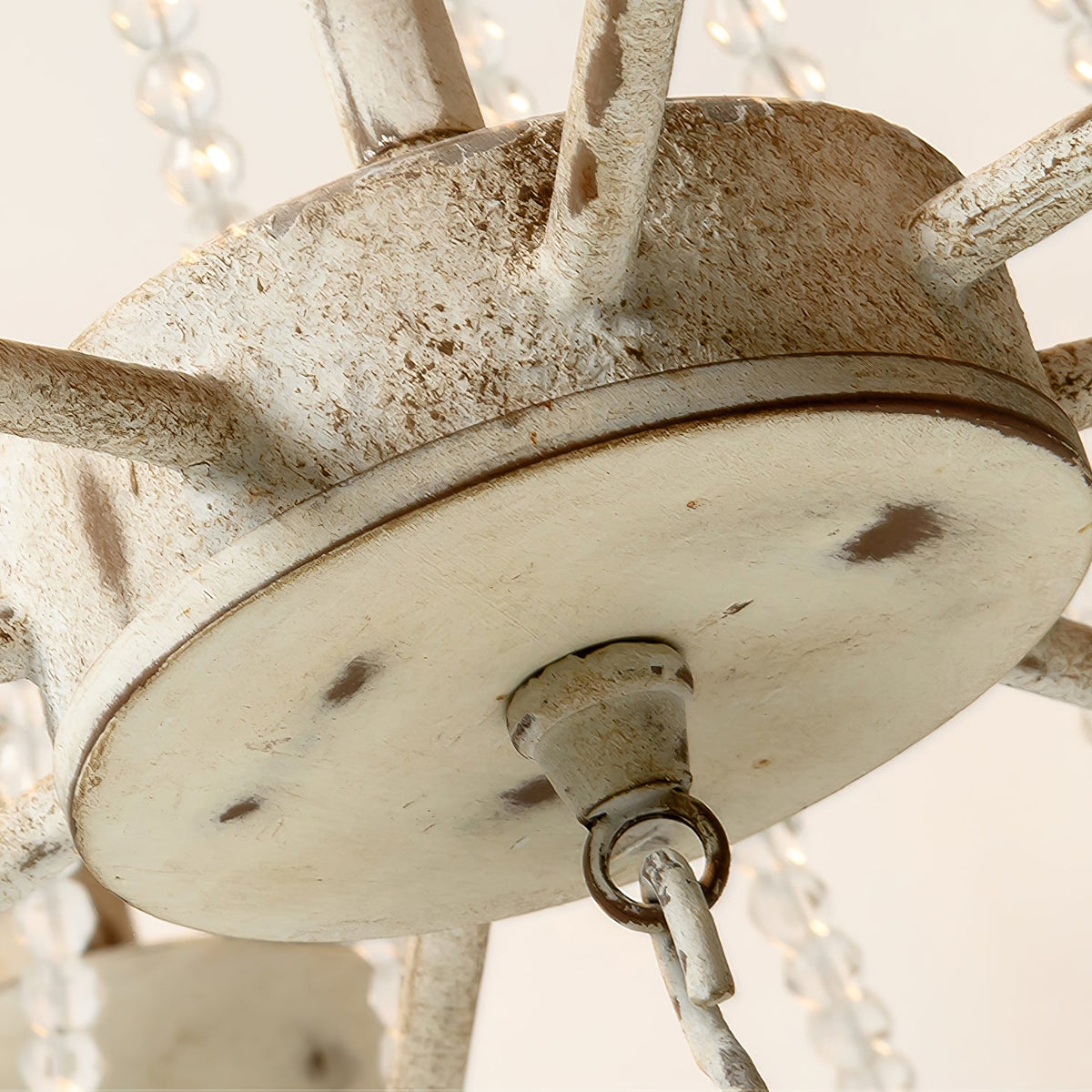Naples Chandelier - Distressed Candelabra & Crystal Bead Light