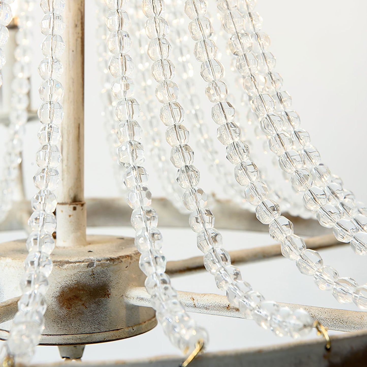 Naples Chandelier - Distressed Candelabra & Crystal Bead Light
