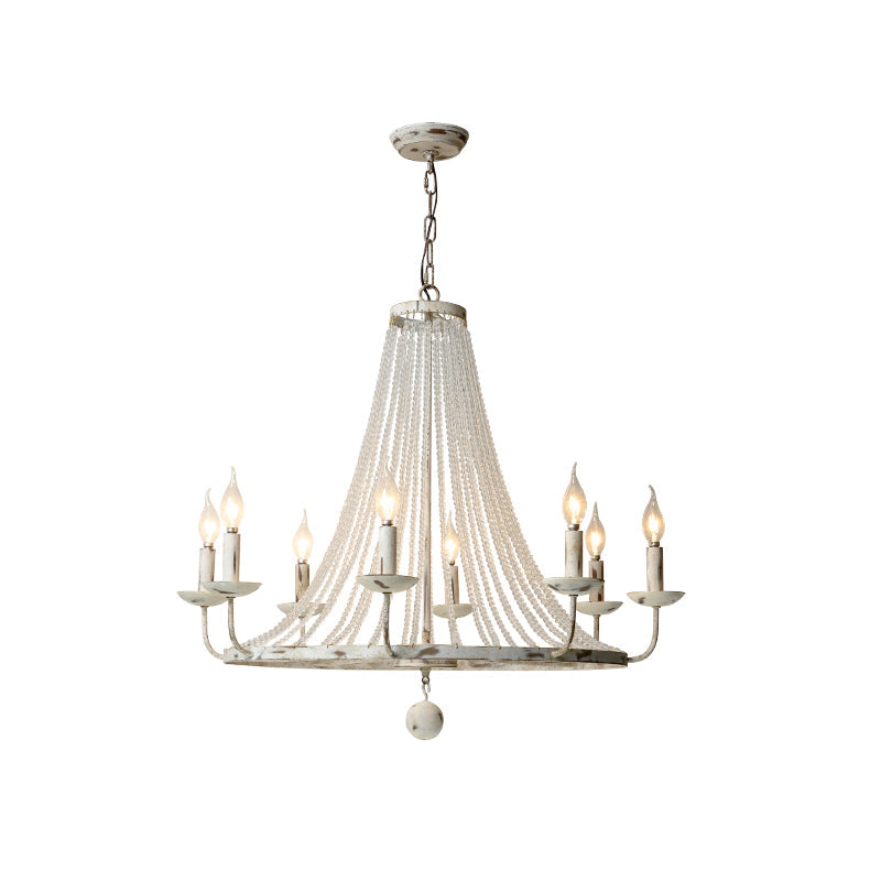 Naples Chandelier - Distressed Candelabra & Crystal Bead Light