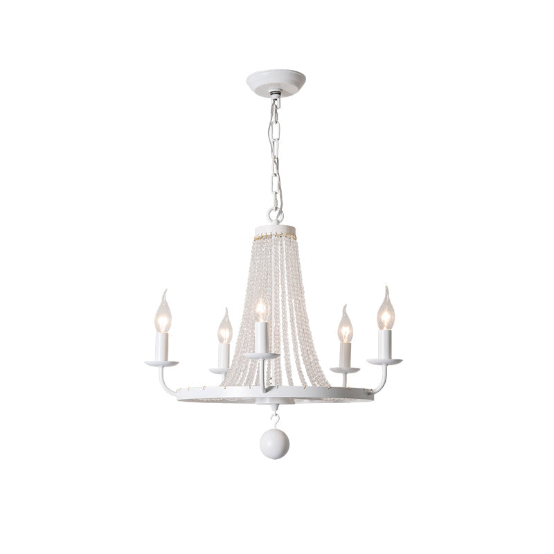 Naples Chandelier - Distressed Candelabra & Crystal Bead Light