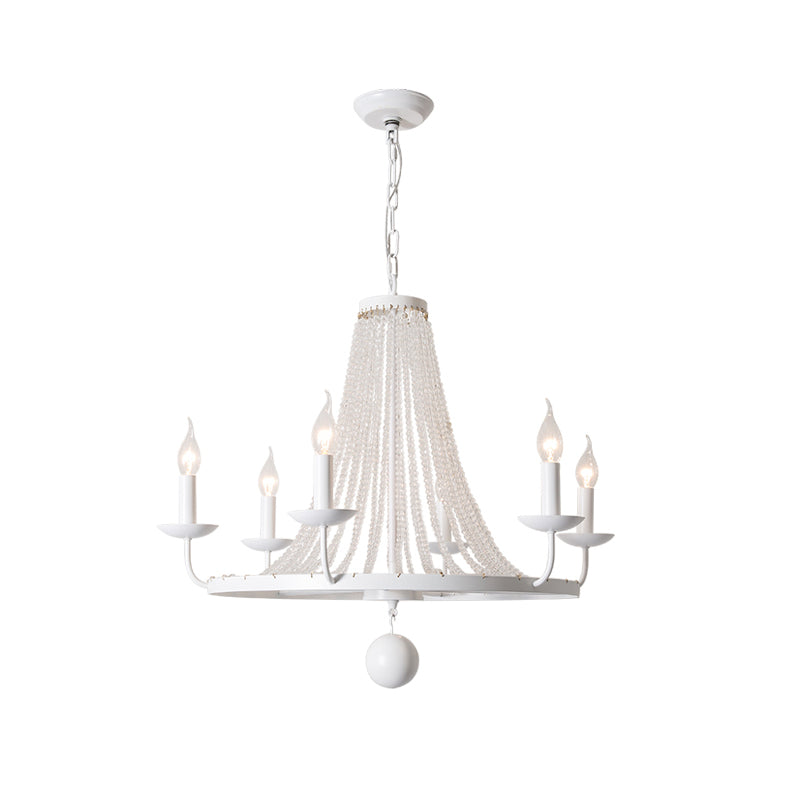 Naples Chandelier - Distressed Candelabra & Crystal Bead Light