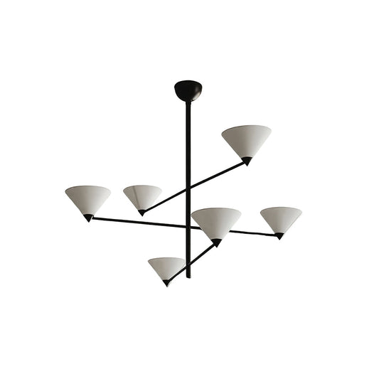 Nari Chandelier - Oriental-Inspired Tapered Fabric Shade Pendant
