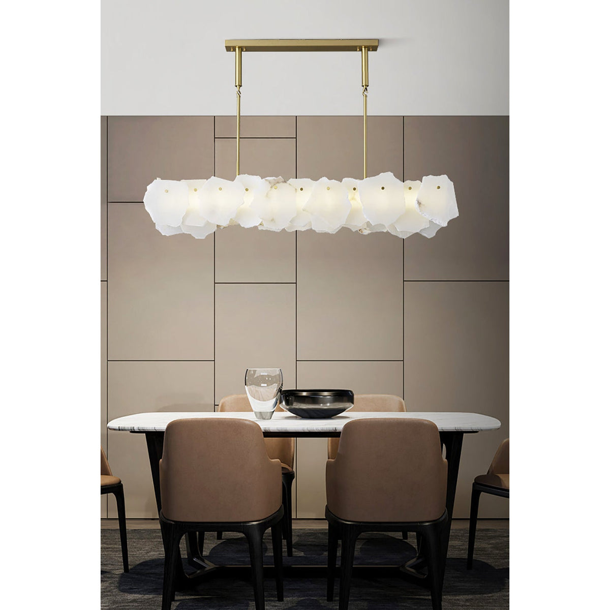 Nasile Alabaster Chandelier - Solid Brass & Linear Natural Alabaster Light