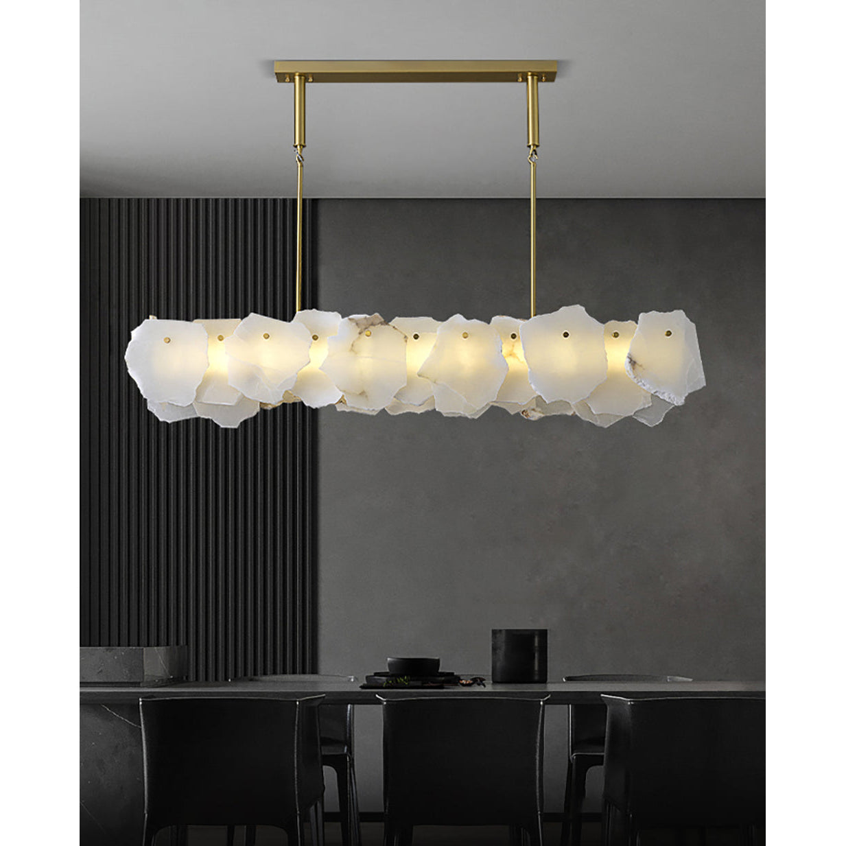 Nasile Alabaster Chandelier - Solid Brass & Linear Natural Alabaster Light
