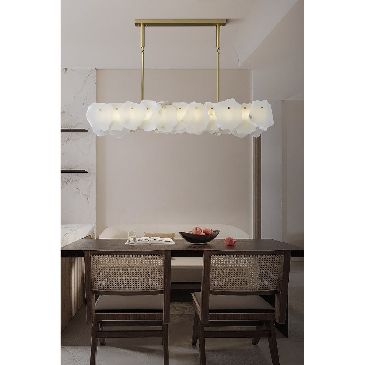 Nasile Alabaster Chandelier - Solid Brass & Linear Natural Alabaster Light