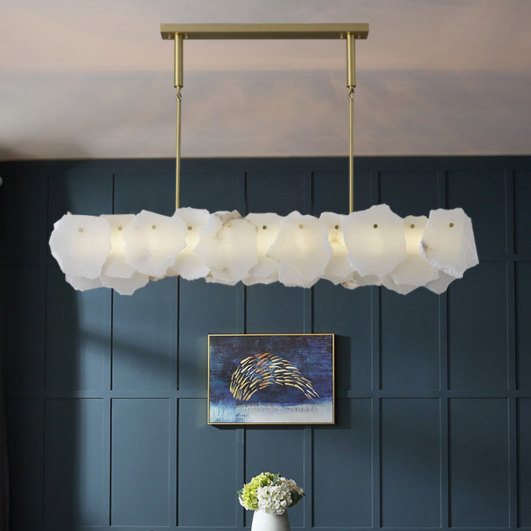Nasile Alabaster Chandelier - Solid Brass & Linear Natural Alabaster Light