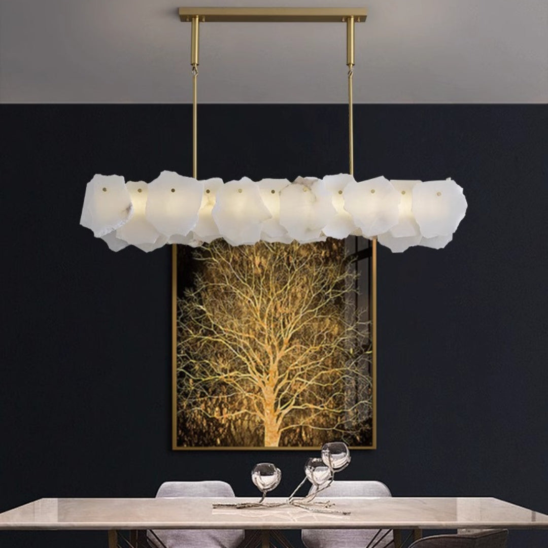 Nasile Alabaster Chandelier - Solid Brass & Linear Natural Alabaster Light