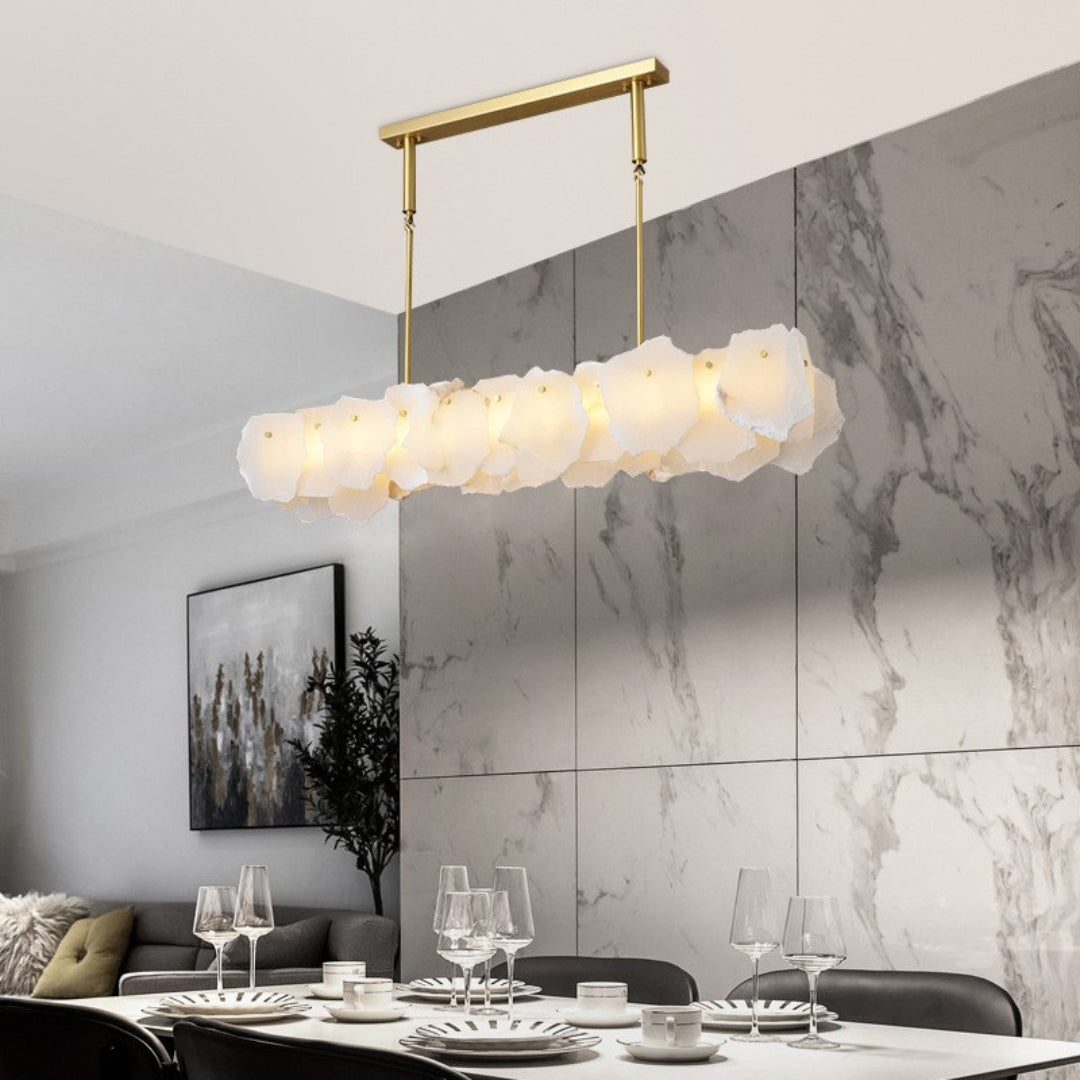 Nasile Alabaster Chandelier - Solid Brass & Linear Natural Alabaster Light
