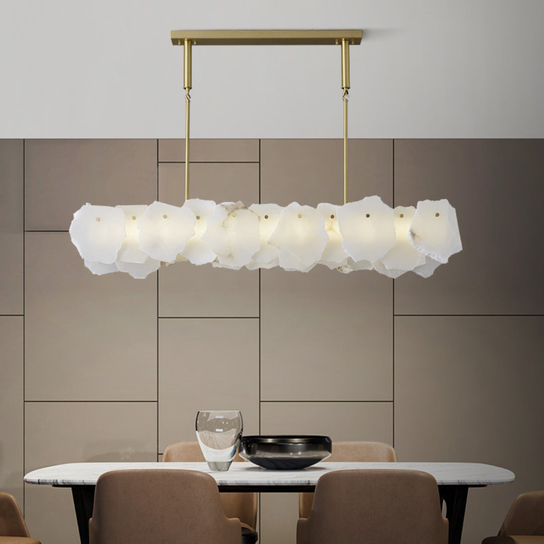 Nasile Alabaster Chandelier - Solid Brass & Linear Natural Alabaster Light
