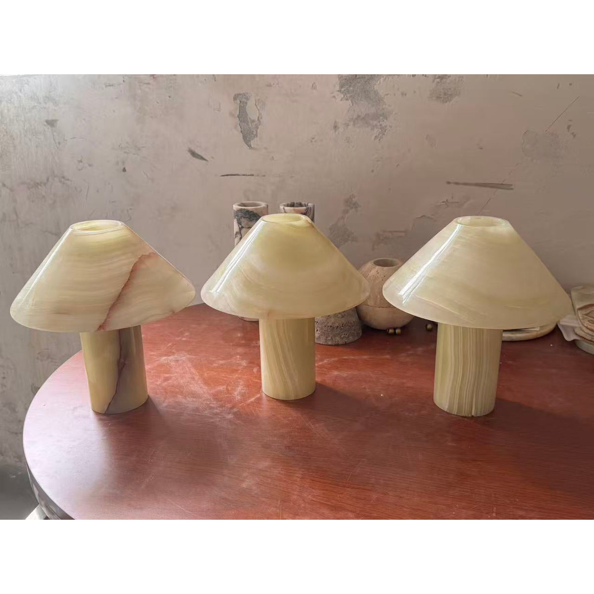 Pillar Stone Table Light - Solid Marble & Jade Sculptural Accent Lamp