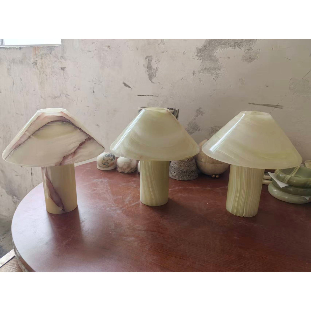 Pillar Stone Table Light - Solid Marble & Jade Sculptural Accent Lamp
