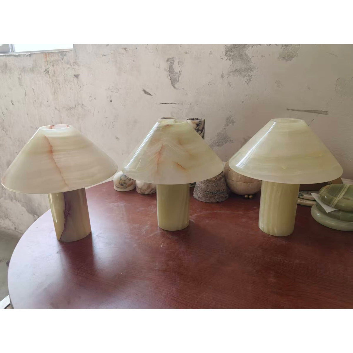 Pillar Stone Table Light - Solid Marble & Jade Sculptural Accent Lamp
