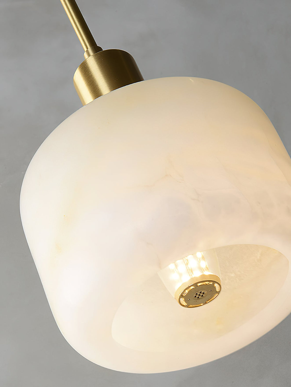 Natural Alabaster Small Pendant Light - Solid Brass & Hand-Carved Stone Pendant