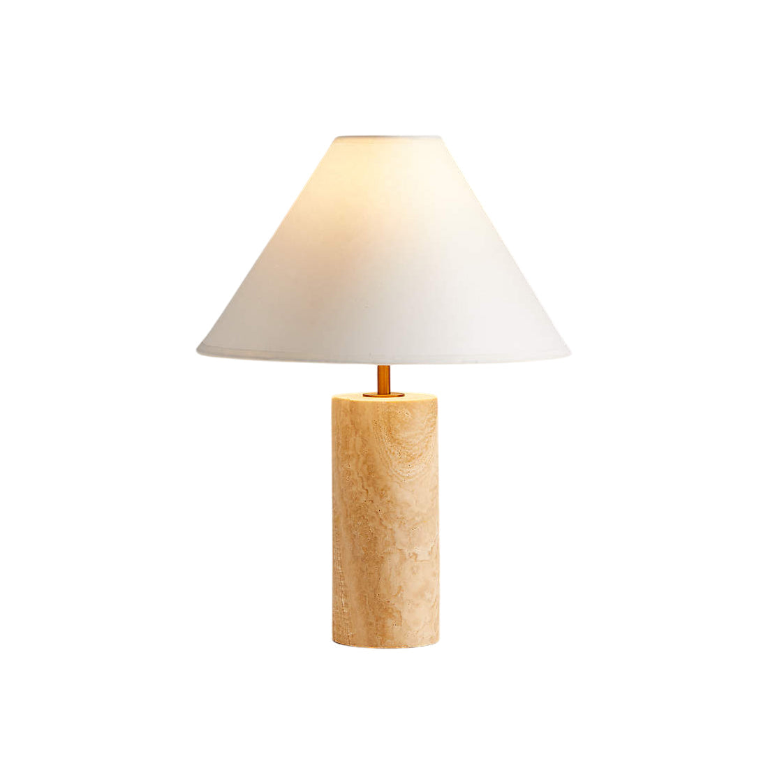 Navagio Travertine Table Lamp - Solid Porous Limestone & Fabric Desk Light