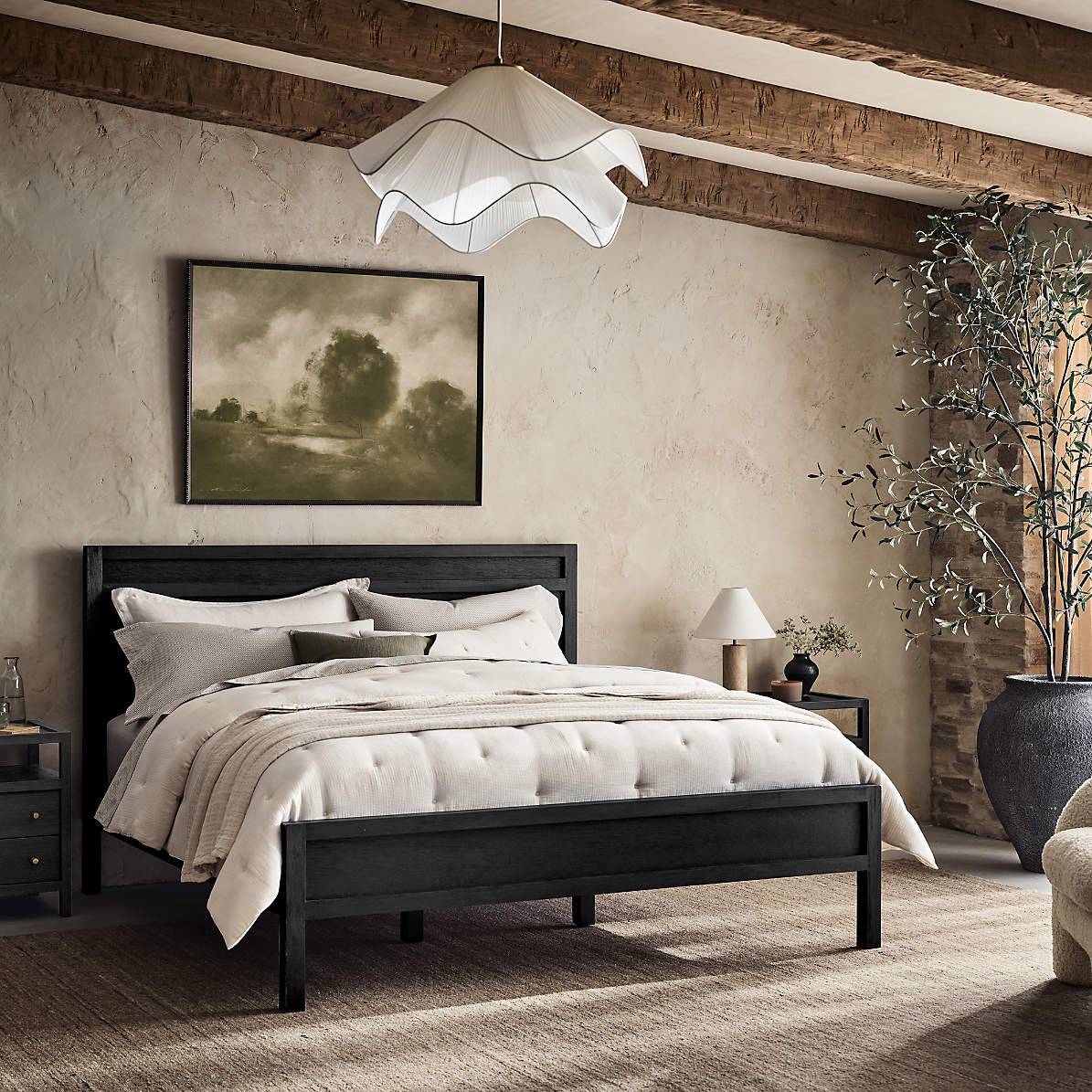 Navagio Travertine Table Lamp - Solid Porous Limestone & Fabric Desk Light