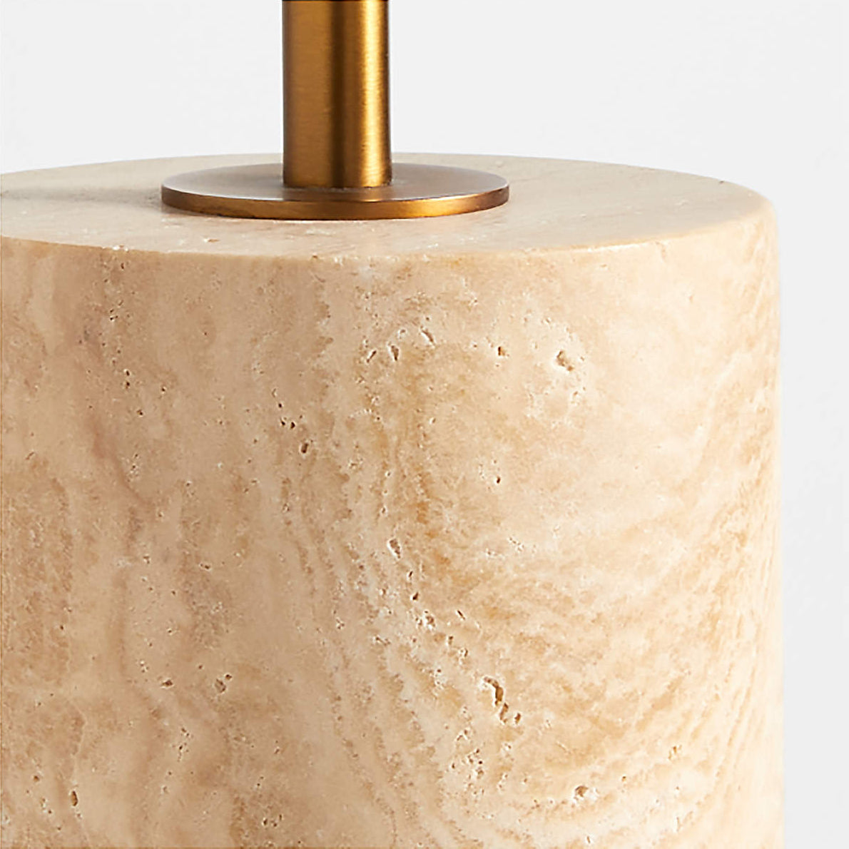 Navagio Travertine Table Lamp - Solid Porous Limestone & Fabric Desk Light