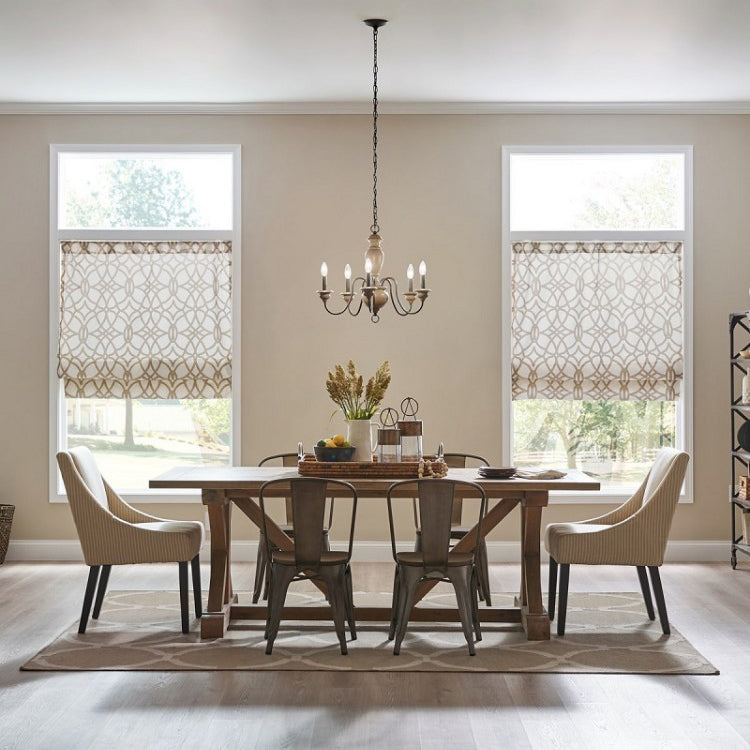 Neddy Wood Chandelier - Art Deco Solid Wood & Wrought Iron 5-Light Pendant