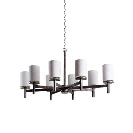 Neptune Chandelier - Modern Linear Strut 8-Light Brass & Fabric Pendant
