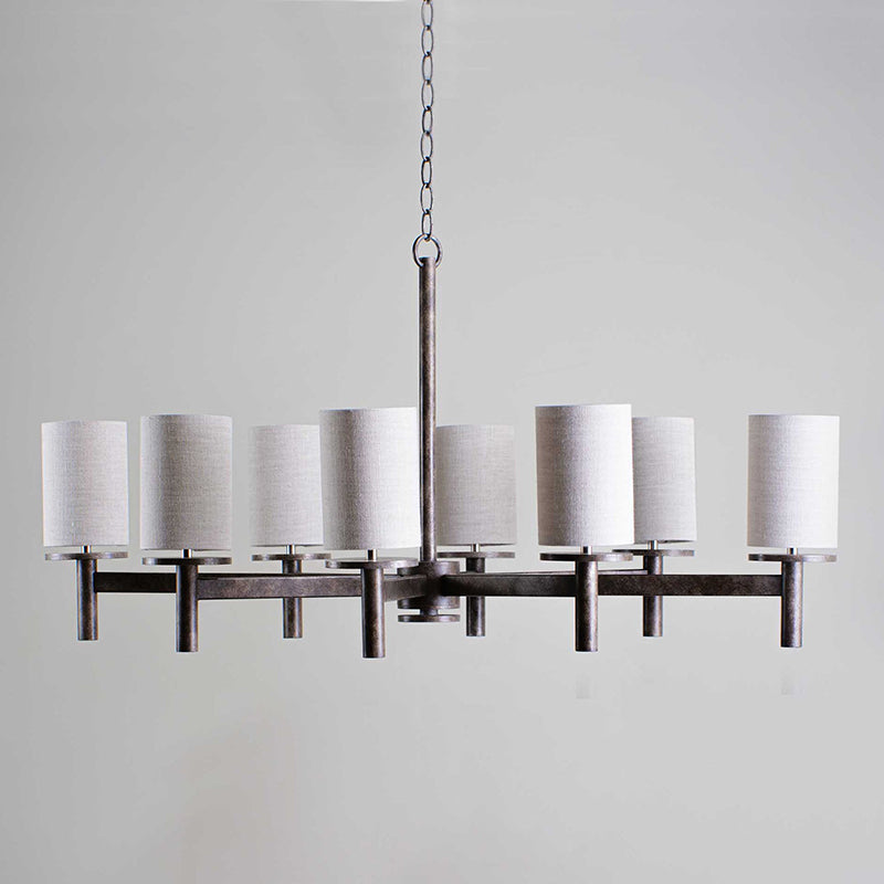 Neptune Chandelier - Modern Linear Strut 8-Light Brass & Fabric Pendant