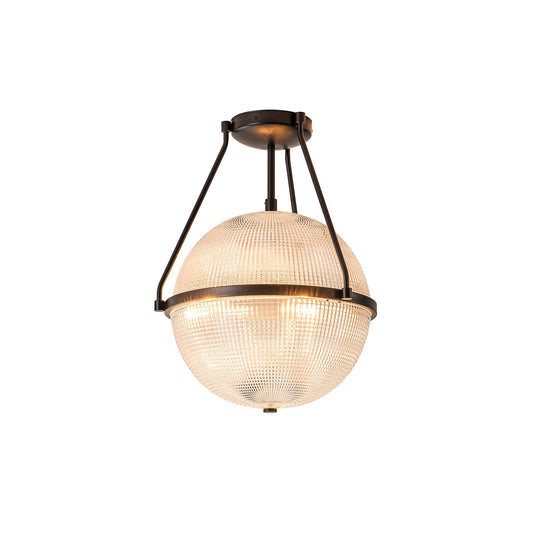 Neven Glass Ceiling Lamp - Industrial Iron & Crafted Glass Flush Light