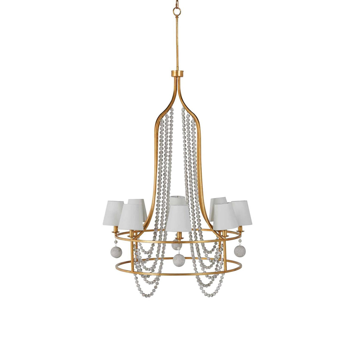 Neville Chandelier - 8-Light Copper Framework & Distressed Wood Bead Light