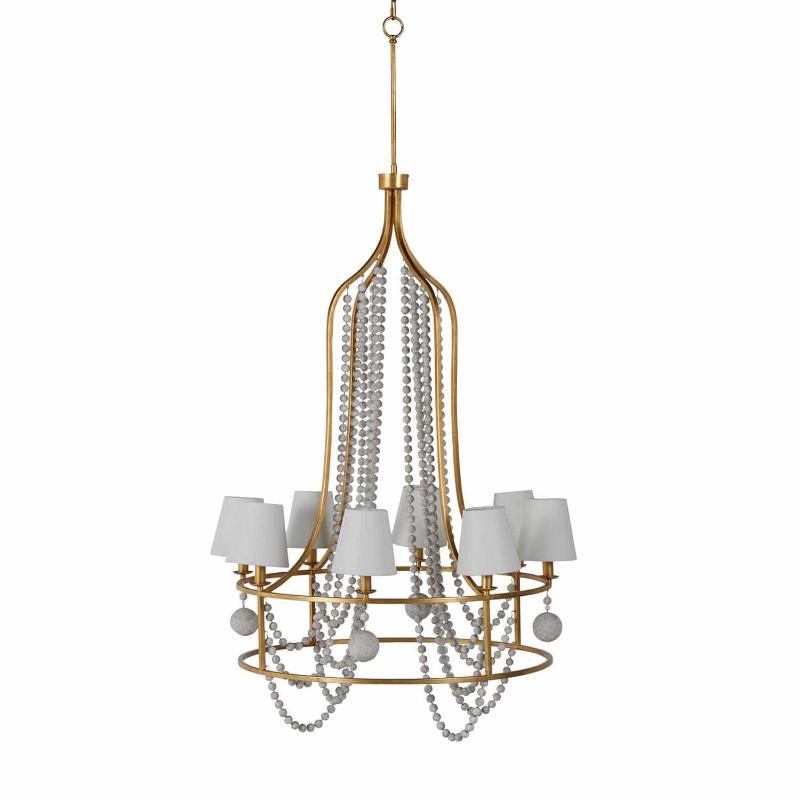 Neville Chandelier - 8-Light Copper Framework & Distressed Wood Bead Light