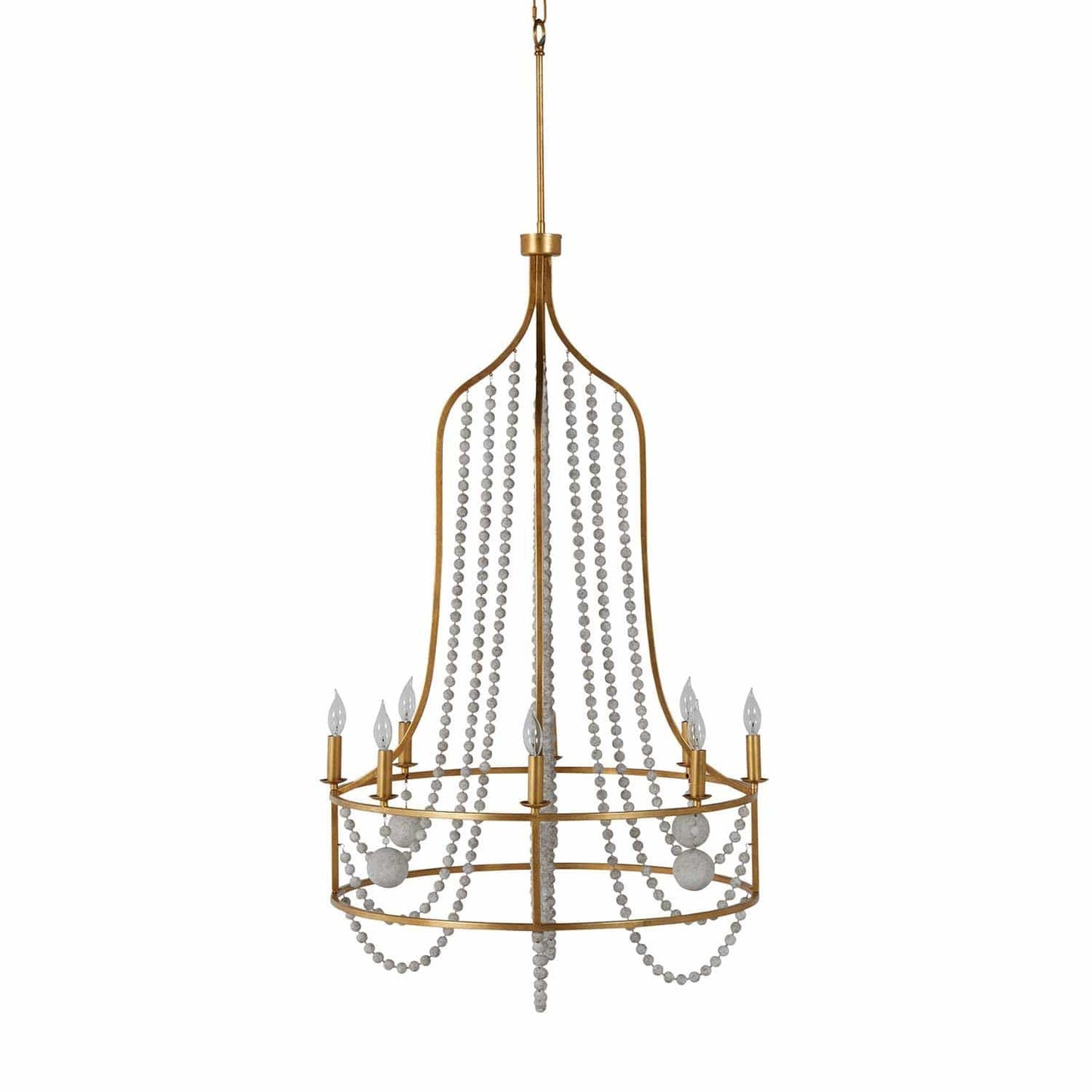 Neville Chandelier - 8-Light Copper Framework & Distressed Wood Bead Light