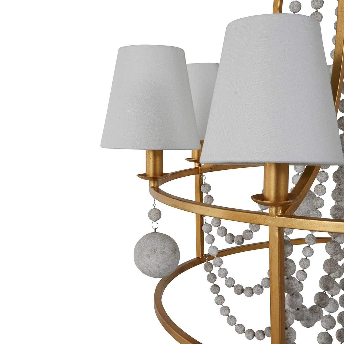 Neville Chandelier - 8-Light Copper Framework & Distressed Wood Bead Light
