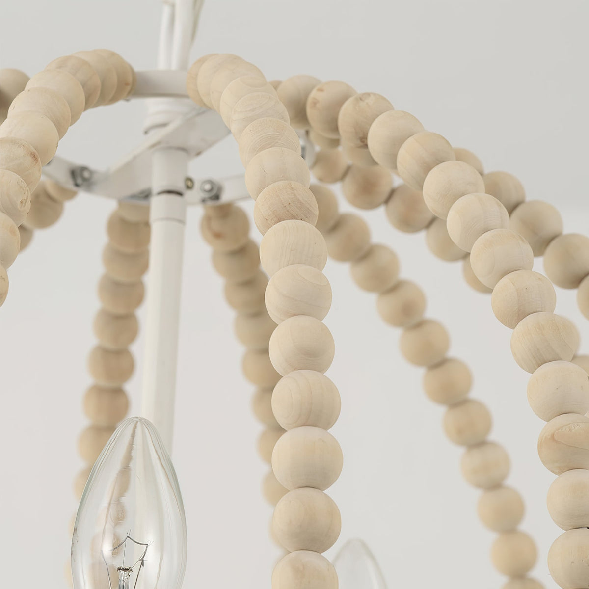 Newport Beaded Pendant Lamp - French Country Wood Bead Chandelier