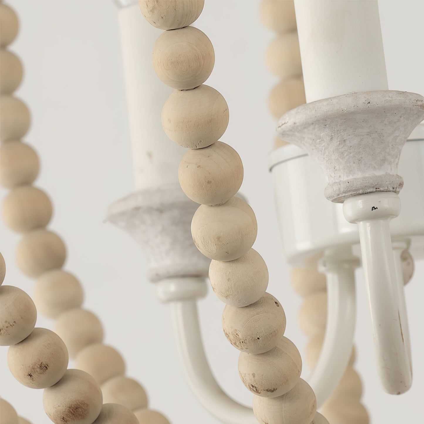 Newport Beaded Pendant Lamp - French Country Wood Bead Chandelier